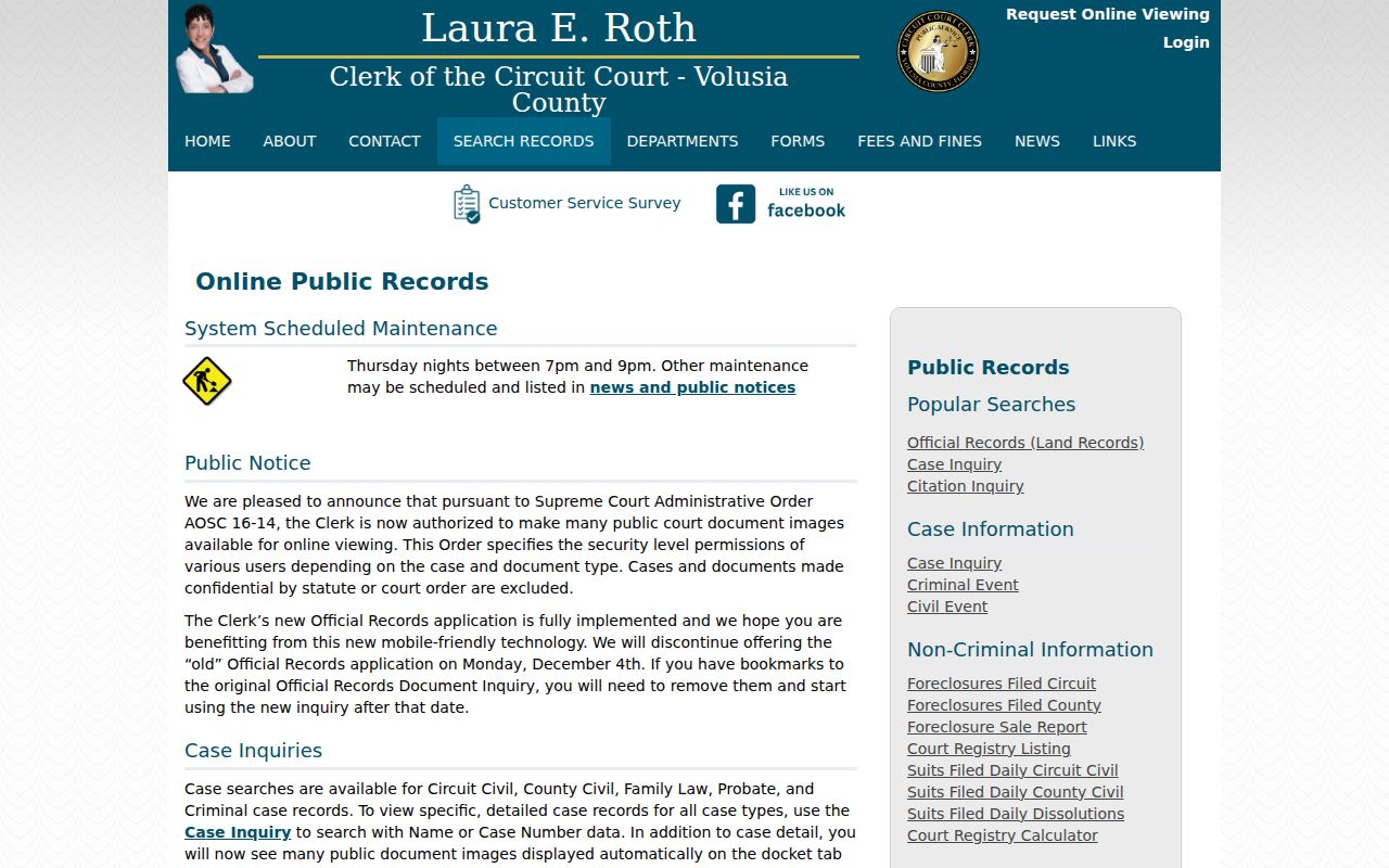 Volusia Clerk search directory for Ormond Beach resident records