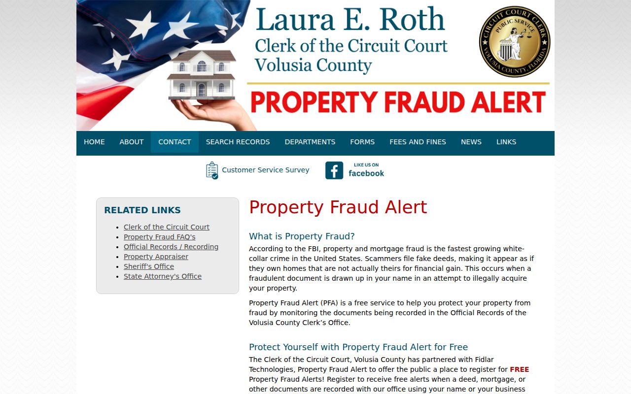 Volusia County Property Fraud Alert enrollment information