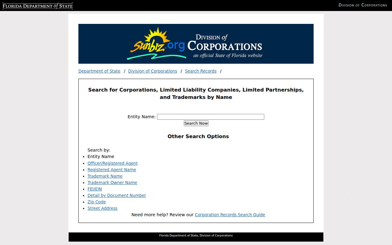 Ormond Beach resident lookup Sunbiz business name search